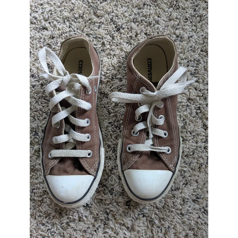 Converse Chuck Taylor All Star Low Top Brown Canvas Kids Sneakers Size 1 3Q1112